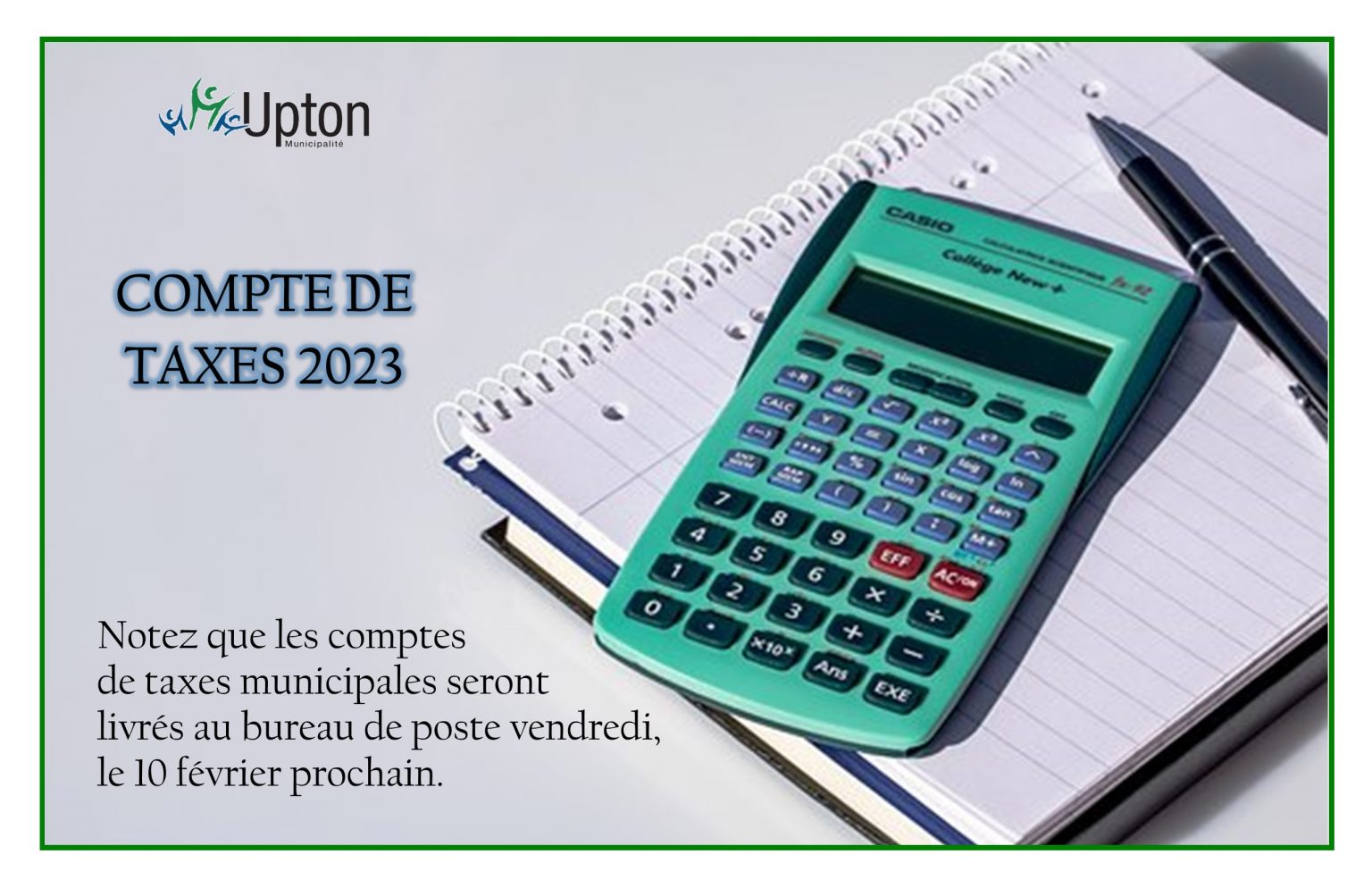COMPTE DE TAXES MUNICIPALES 2023 Municipalité d'Upton