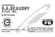 Logo de Entreprises G.A. Beaudry, Électricien Logo de Entreprises G.A. Beaudry, Électricien
